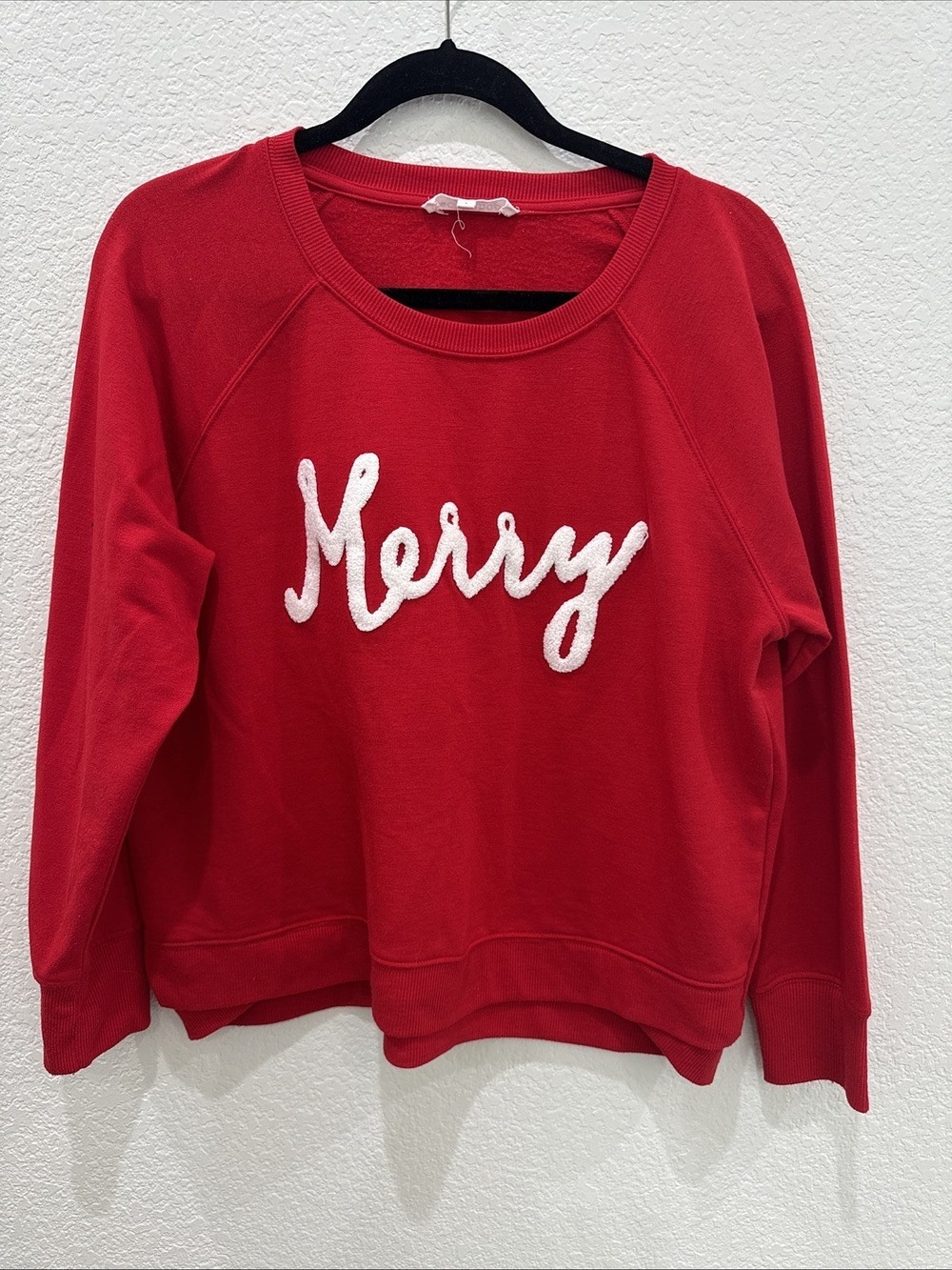 Workshop Republic Clothing Red 'Merry' Sweatshirt Festive Women’s Size Large